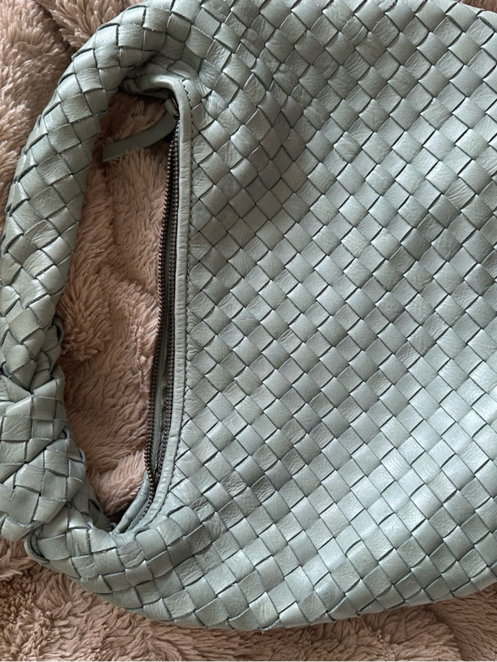 Woven Leather Hobo Bag - Seafoam Green